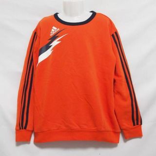 アディダス(adidas)の【中古】 【送料無料】 古着 ジュニア160 adidas/アディダス 裏起毛 スウェットシャツ トレーナー 子供用 普段着 オレンジ S06226(トレーナー/スウェット)