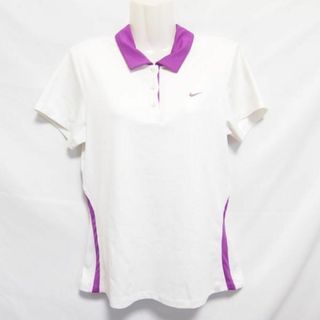 ナイキ(NIKE)の【中古】 【送料無料】 古着 レディースL NIKE/ナイキ テニス ポロシャツ 半袖 吸汗速乾 練習着 運動着 スポーツ ジョギング ホワイト/パープル 405931-105(ポロシャツ)