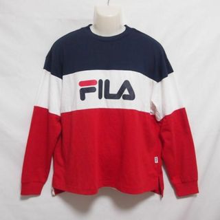 フィラ(FILA)の古着 メンズM FILA/フィラ ロンT Tシャツ 長袖 オーバーサイズ スポーツ カジュアル 普段着 ネイビー/ホワイト/レッド FM9618(Tシャツ/カットソー(半袖/袖なし))