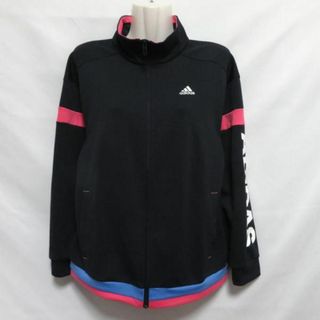 アディダス(adidas)の【中古】 【送料無料】 古着 レディースL adidas/アディダス W MH ウォームアップ ジャケット ジャージ トラックジャケット ジップ ブラック/ピンク FN1653(その他)