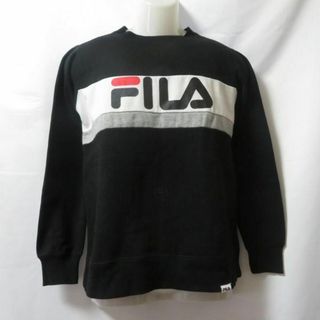 フィラ(FILA)の【中古】 【送料無料】 古着 メンズM FILA/フィラ 裏起毛 スウェットシャツ トレーナー 長袖 スポーツ カジュアル ブラック(ジャージ)