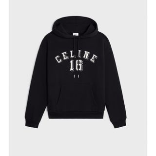 セリーヌ(celine)のCELINE 16 ルーズ フーディー / コットンフリース　ブラック (パーカー)