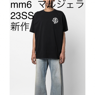 マルタンマルジェラ(Maison Martin Margiela)のmm6 マルジェラ ビッグオーバーサイズ ダメージロゴ Tシャツ 黒23SS新品(Tシャツ/カットソー(半袖/袖なし))