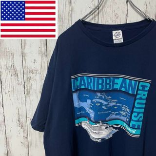 PRO WEIGTH アメリカ古着 カリビアンクルーズプリントTシャツ 紺メンズ(Tシャツ/カットソー(半袖/袖なし))