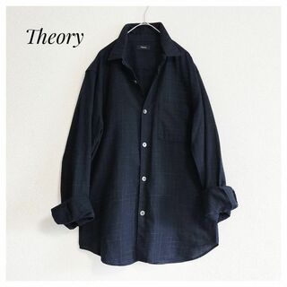 セオリー(theory)のTheory コットン チェックシャツ 黒 M セオリー(シャツ/ブラウス(長袖/七分))