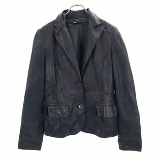 ザラ(ZARA)のザラベーシック レザー テーラードジャケット M 黒 ZARA BASIC レディース(テーラードジャケット)