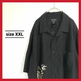 90s 古着 ノーブランド 半袖シャツ オーバーサイズ 黒シャツ 2XL (シャツ)