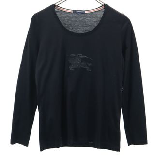 バーバリー(BURBERRY)のバーバリー 三陽商会 日本製 長袖 ラウンドネック Tシャツ 2 黒 BURBERRY ロンT レディース(Tシャツ(長袖/七分))