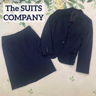 スーツカンパニー(THE SUIT COMPANY)のスーツカンパニー ネイビー ストライプ スカート スーツ L セットアップ 40(スーツ)