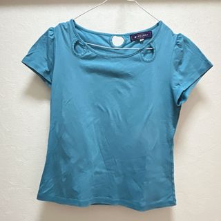 エムズグレイシー(M'S GRACY)のm's gracy トップス　ブルー　カットソー　半袖　Tシャツ　フリル(Tシャツ(半袖/袖なし))