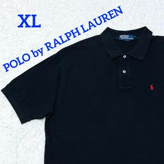 ポロラルフローレン(POLO RALPH LAUREN)の美品✨ポロバイラルフローレン　ポロシャツ　赤刺繍　ポニー　ブラック　XL(ポロシャツ)