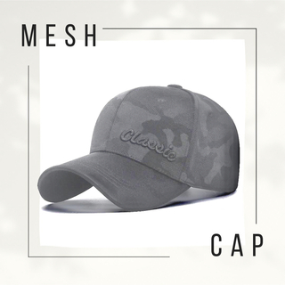 メッシュキャップ キャップ 帽子 シンプル 迷彩 軽量 紫外線 UV対策 グレー(キャップ)