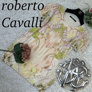 ロベルトカヴァリ(Roberto Cavalli)のA746 ロベルトカバッリ レディース ニット 半袖 シルク 美品 M 40(ニット/セーター)