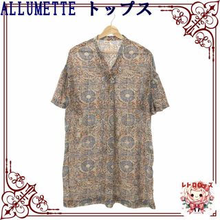 ALLUMETTE トップス チュニック 半袖 Ｖネック フレアスリーブ 比翼(チュニック)