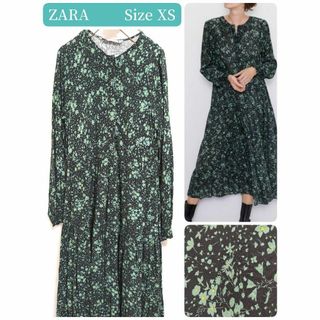 ザラ(ZARA)の【ZARA】ザラ　総柄　Aライン　ティアードワンピース　ロング　小花柄　ギャザー(ロングワンピース/マキシワンピース)