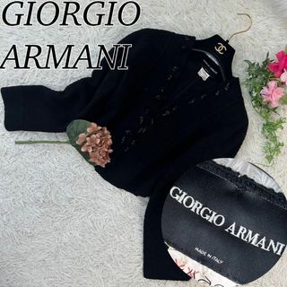 ジョルジオアルマーニ(Giorgio Armani)のA744 ジョルジオアルマーニ レディース ボレロ イタリア製 ブラック 黒 M(カーディガン)