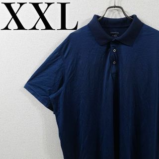 【美品】GEORGE 半袖ポロシャツ XXL アメリカ輸入古着 ネイビー 無地(ポロシャツ)