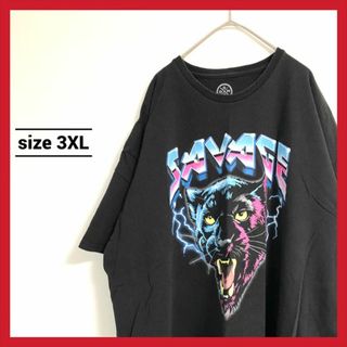 90s 古着 ノーブランド Tシャツ SAVAGE DOM アニマル 3XL (Tシャツ/カットソー(半袖/袖なし))