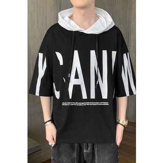 トップス ロゴプリント パーカーｔシャツ フード ダンス 韓国 ブラック XL(Tシャツ/カットソー(半袖/袖なし))