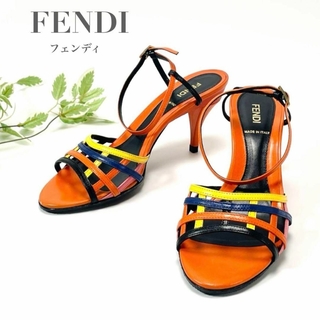 FENDI - FENDI フェンディ サンダル オレンジ レザー レディース ロゴ イタリア製