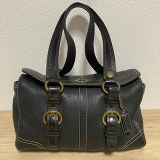 コーチ(COACH)のCOACH コーチ 10953 ハンドバッグ レザー ターンロック シボ革 黒(ハンドバッグ)