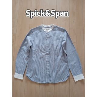 スピックアンドスパン(Spick & Span)のスピック&スパン　ストライプバンドカラーシャツ　コットン　長袖　S相当(シャツ/ブラウス(長袖/七分))