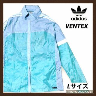 アディダス(adidas)のadidas VENTEX製70sナイロンジャケット レア ブルー水色 L 薄手(ナイロンジャケット)
