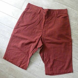 80年代スタイル チェック ショーツ RED 未使用 79cm(ショートパンツ)