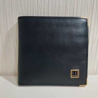ダンヒル(Dunhill)のダンヒル ロゴプレート 二つ折り財布 レザー ブラック(折り財布)