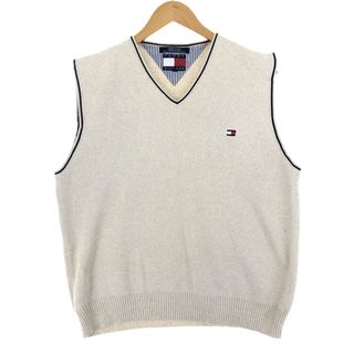 トミーヒルフィガー(TOMMY HILFIGER)の古着 00年代 トミーヒルフィガー TOMMY HILFIGER Vネック コットンニットベスト XL /eaa454960(ベスト)