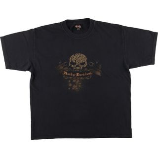 ハーレーダビッドソン(Harley Davidson)の古着 ハーレーダビッドソン Harley-Davidson ドクロ柄 スカル柄 モーターサイクル バイクTシャツ メンズXL /eaa457384(Tシャツ/カットソー(半袖/袖なし))