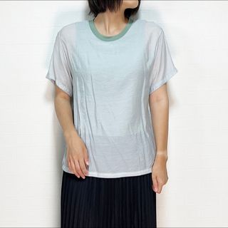 Tシャツ　レディース　シャツTシャツ　シアー　水色(Tシャツ(半袖/袖なし))