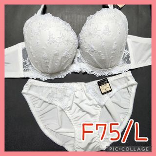 新品未使用 ブラジャーショーツセット F75/L 11954 白(ブラ&ショーツセット)