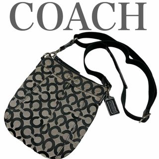 コーチ(COACH)のコーチ　ミニショルダー　斜め掛け　クロスボディ　シグネチャー　黒　チャーム付き(ショルダーバッグ)