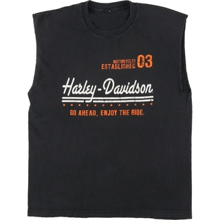 ハーレーダビッドソン(Harley Davidson)の古着 ハーレーダビッドソン Harley-Davidson カットオフ モーターサイクル バイクTシャツ メンズL /eaa430431(Tシャツ/カットソー(半袖/袖なし))