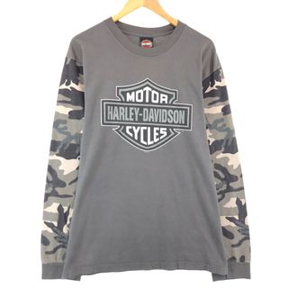 ハーレーダビッドソン(Harley Davidson)の古着 00年代 ハーレーダビッドソン Harley-Davidson 迷彩柄 ロングTシャツ ロンT メンズL /eaa432870(Tシャツ/カットソー(半袖/袖なし))