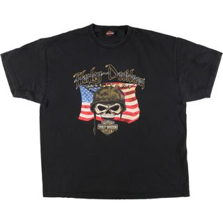 ハーレーダビッドソン(Harley Davidson)の古着 ハーレーダビッドソン Harley-Davidson ドクロ柄 スカル柄 モーターサイクル バイクTシャツ メンズXL /eaa457394(Tシャツ/カットソー(半袖/袖なし))