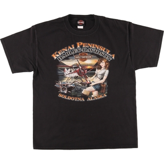 ハーレーダビッドソン(Harley Davidson)の古着 ハーレーダビッドソン Harley-Davidson ピンナップガール モーターサイクル バイクTシャツ メンズL /eaa457395(Tシャツ/カットソー(半袖/袖なし))