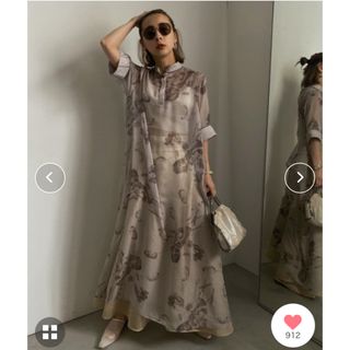 アメリヴィンテージ(Ameri VINTAGE)のISLA PIPING SHEER DRESS(ロングワンピース/マキシワンピース)