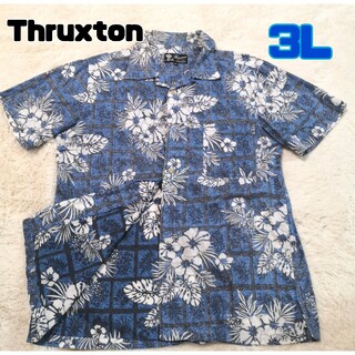 スラクストン メンズ アロハシャツ 3L ハイビスカス コットン(Tシャツ/カットソー(半袖/袖なし))