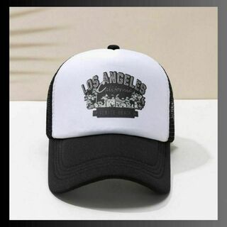 【人気】メンズ キャップ 野球帽 メッシュキャップ 黒 ブラック ロゴ(キャップ)