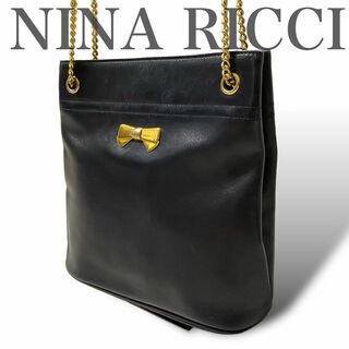 ニナリッチ(NINA RICCI)のニナリッチ　ショルダーバッグ　ワンショルダー　2way 黒　ゴールドチェーン(ショルダーバッグ)