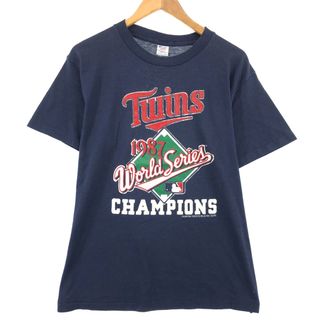 チャンピオン(Champion)の古着 80年代 チャンピオン Champion トリコタグ MLB ミネソタツインズ スポーツプリントTシャツ USA製 メンズL ヴィンテージ /eaa320803(Tシャツ/カットソー(半袖/袖なし))