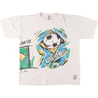 アディダス(adidas)の古着 80年~90年代 アディダス adidas World Cup USA 94 大判プリント スポーツプリントTシャツ USA製 メンズM ヴィンテージ /eaa320860(Tシャツ/カットソー(半袖/袖なし))