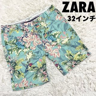 ザラ(ZARA)のZARA ザラ　ショートパンツ　総柄　リゾート　32インチ(ショートパンツ)