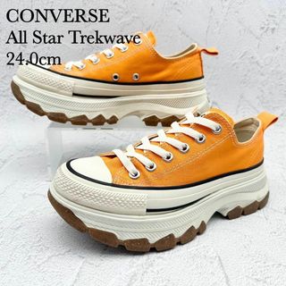 コンバース(CONVERSE)の【美品】コンバース トレックウェーブ オレンジ キャンバス 厚底 24 ②(スニーカー)