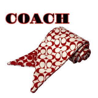 コーチ(COACH)の美品 COACH コーチ シグネチャー リバーシバル スカーフ リボン(バンダナ/スカーフ)