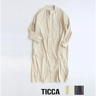 TICCA - TICCA ティッカ　ノーカラースクエアビッグシャツ