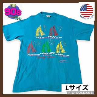 ヴィンテージ(VINTAGE)の90s アート柄 半袖Tシャツ L 半袖シャツ メンズ 古着 アメリカ製 半袖(Tシャツ/カットソー(半袖/袖なし))