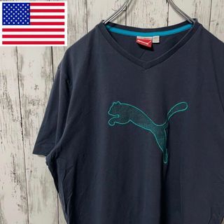 プーマ アメリカ古着 ビッグロゴ刺繍Tシャツ 紺 メンズ(Tシャツ/カットソー(半袖/袖なし))